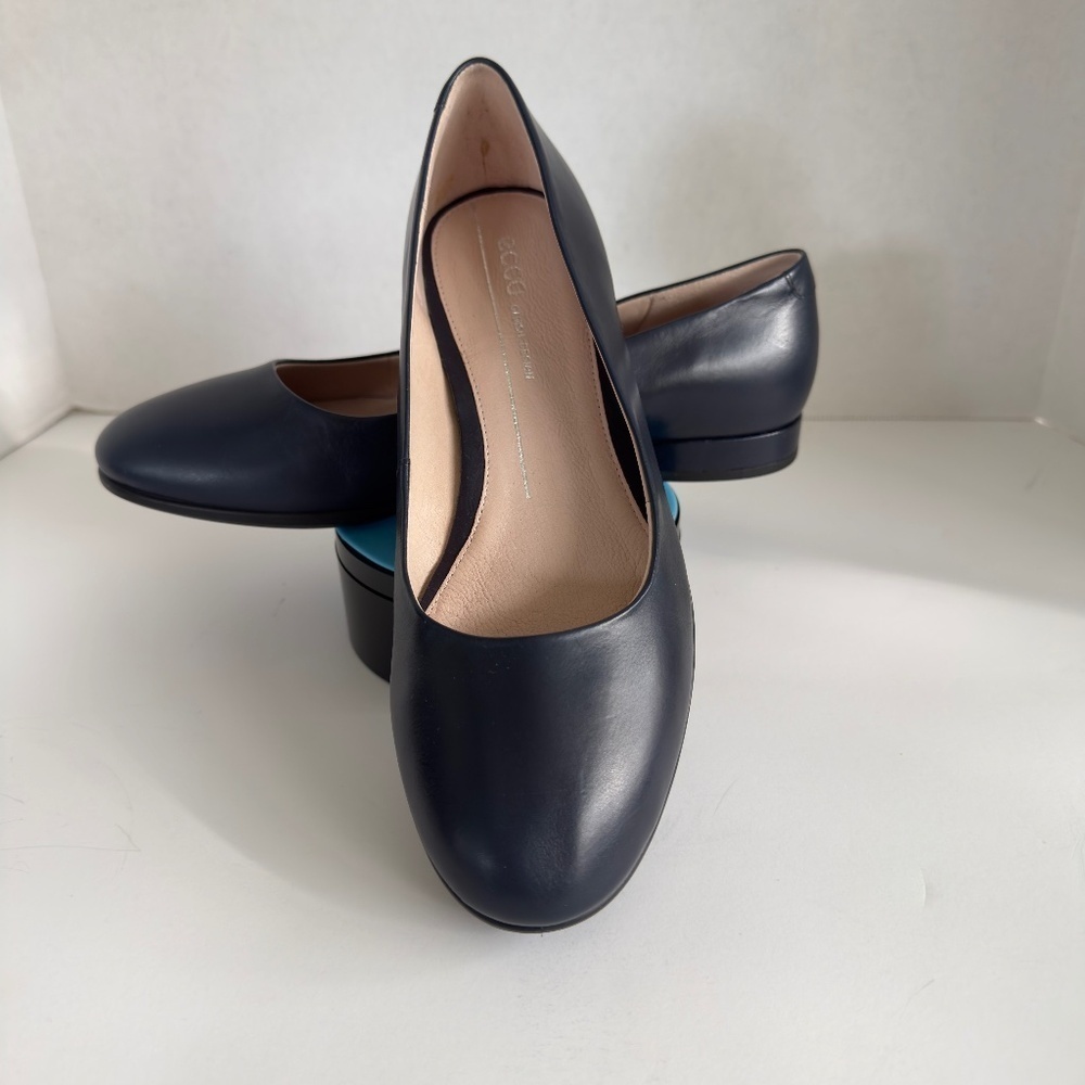 Ecco Anine Ballerina Flats Navy Blue Leather New Without Box